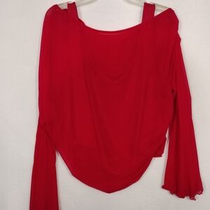 SHEIN Bold Red Sheer Blouse